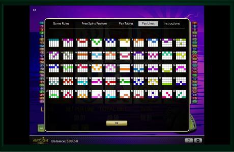 Pelican Pete Slot Machine Paylines Screen