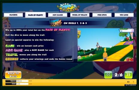 Life of Leisure Slot Machine Path of Plenty Bonus Feature Screen