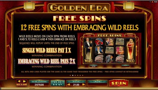 Golden Era Slot Machine Free Spins Bonus Screen