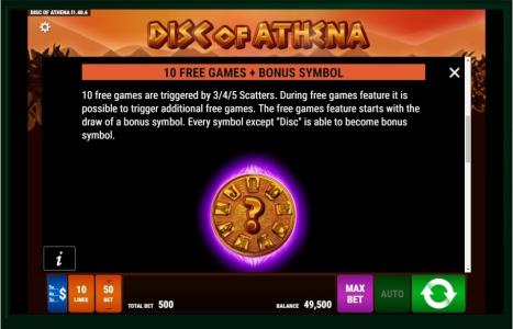 Disc of Athena Slot Machine Free Games Screen