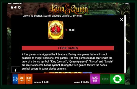 King and Queen Slot Machine Free Games Screen