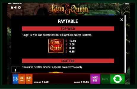 King and Queen Slot Machine Wild Symbol Screen