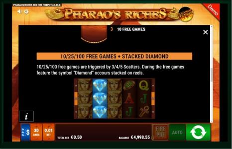 Pharaos Riches Red Hot Firepot Slot Machine Free Games Screen