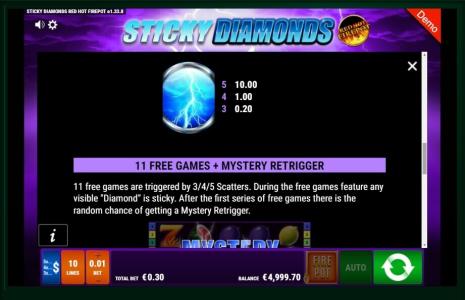 Sticky Diamonds Slot Machine Free Games Screen