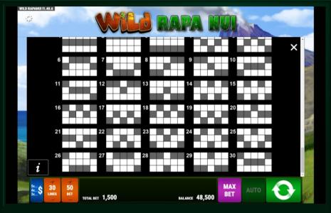 Wild Rapa Nui Slot Machine Paylines Screen