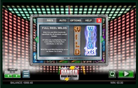 Danger High Voltage Slot Machine Wild Symbol Screen
