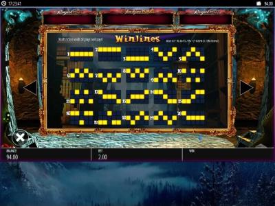 Harry Trotter The Pig Wizard Slot Machine Paylines Screen