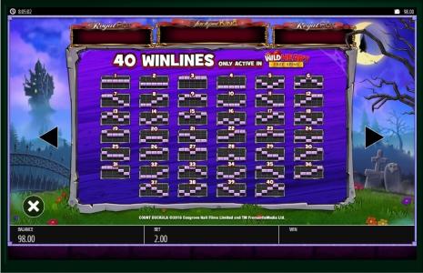 Count Duckula Slot Machine Paylines Screen