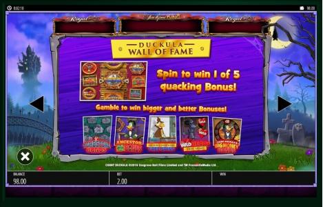 Count Duckula Slot Machine Bonus Game Screen