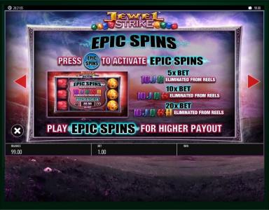Jewel Strike Slot Machine Jewel Strike Epic Spins Feature Screen