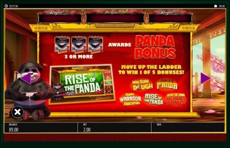 Paws of Fury Slot Machine Panda Bonus Screen