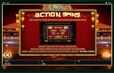 Super Fortune Dragon Slot Machine Action Spins Feature Screen