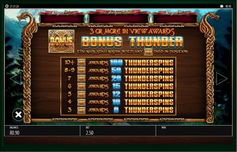 Vikings of Fortune Slot Machine Bonus Thunder Feature Screen