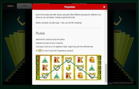 Diamond Bonanza Slot Machine Game Rules Screen