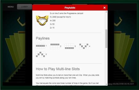 Diamond Bonanza Slot Machine Paylines Screen