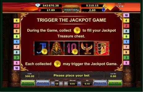 Book of Ra Deluxe Jackpot Edition Slot Machine Trigger the Jackpot Game Feature Screen