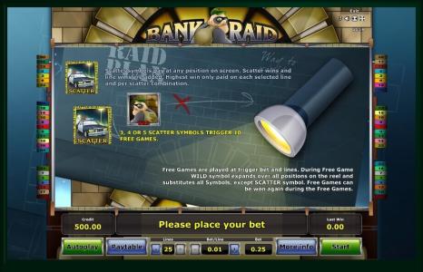 Bank Raid Slot Machine Scatter Awards Screen