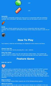 Bon Bon Bonanza Slot Machine How to Play and Feature Game Instructions Screen