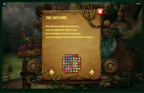 Jewel Quest Riches Slot Machine Bonus Feature Screen