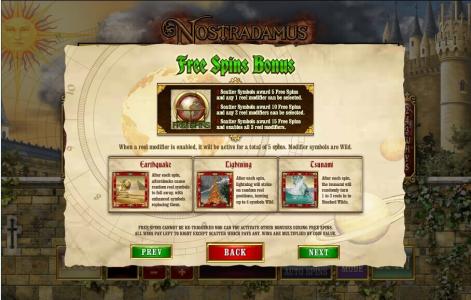 Nostradamus Slot Machine Free Spins Bonus Screen