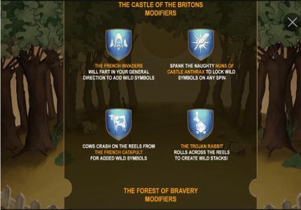 Monty Python and the Holy Grail Slot Machine Cave of Caerbannog Modifiers Screen