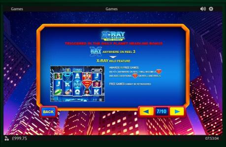 Superman II Slot Machine X-Ray Vision Free Games Information Screen