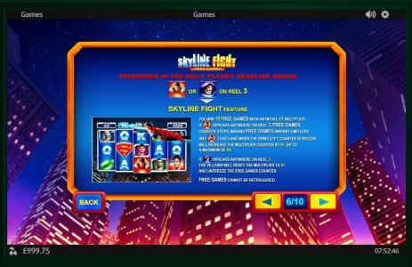 Superman II Slot Machine Free Games Information Screen