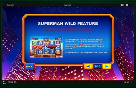 Superman II Slot Machine Wild Symbol Screen