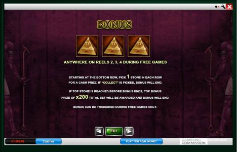 The Pyramid of Ramesses Slot Machine Free Games Screen