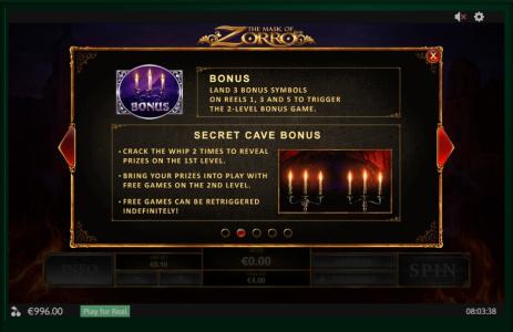 The Mask of Zorro Slot Machine Bonus Game Screen