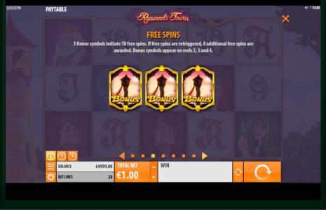 Rapunzels Tower Slot Machine Free Spins Bonus Screen
