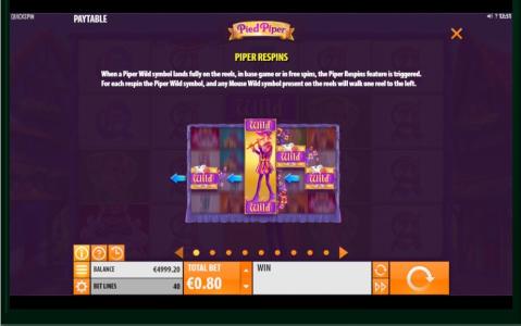 Pied Piper Slot Machine Wild Symbol Screen