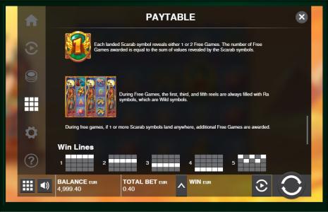 Blaze Of Ra Slot Machine Paytable Screen