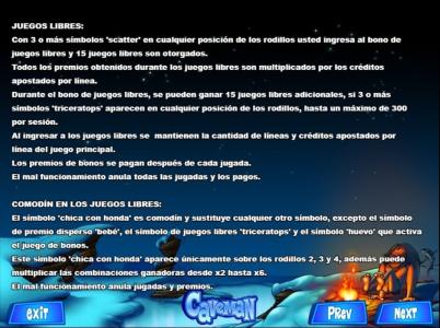 Caveman Slot Machine Free Spins and Wild Symbol Features Screen