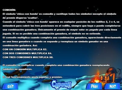 Caveman Slot Machine Caveman Wild Symbol and Multipliers Screen