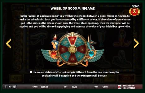 The Asp of Cleopatra Slot Machine Wheel of Gods Minigame Screen