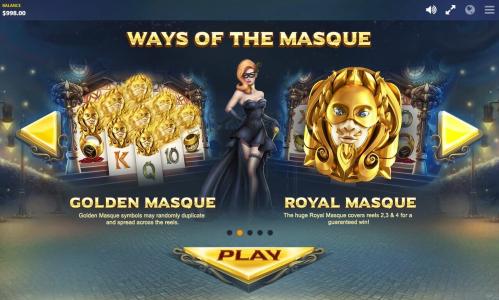 Slot Machine Ways of the Masque Screen