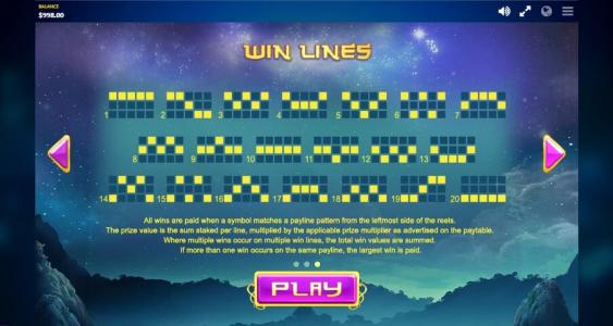 Divine Ways Slot Machine Paylines Screen