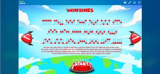 Rocket Man Slot Machine Paylines Screen