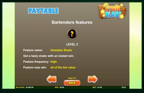 Fruit Blast Slot Machine Paytable Screen