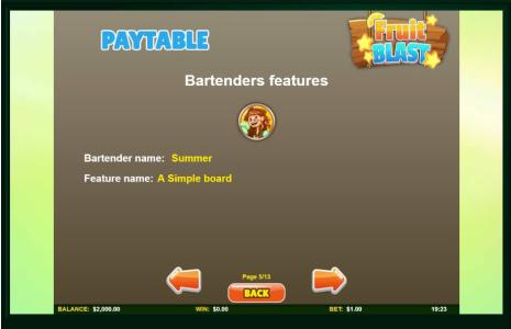 Fruit Blast Slot Machine Paytable Screen