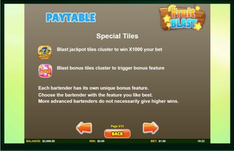 Fruit Blast Slot Machine Paytable Screen