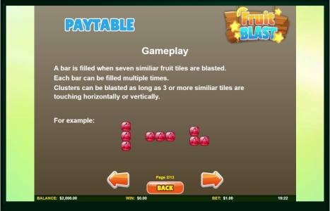 Fruit Blast Slot Machine Paytable Screen