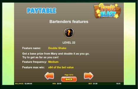 Fruit Blast Slot Machine Paytable Screen