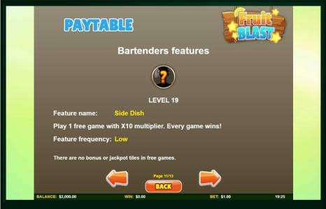 Fruit Blast Slot Machine Paytable Screen