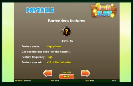 Fruit Blast Slot Machine Paytable Screen