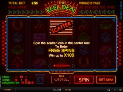 The Reel Deal Slot Machine Scatter Awards Screen