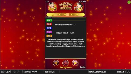 Dancing Drums Slot Machine Dancing Drums RTP Information Scree
