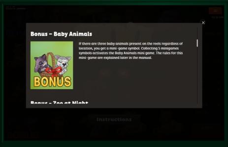 Zoo Slot Machine Bonus Game Screen