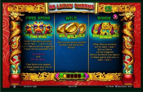 88 Lucky Charms Slot Machine Free Spins Bonus Screen